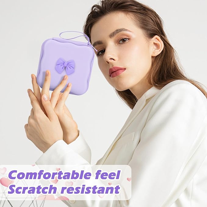 CameCosy DIY Phone Charger Storage Case Cover Sets for iPhone with Cable Protector Earphone Wire Saver, Portable Travel Storage Bag, Cute Cable Charger Protector Cord Organizer (Purple Bow Tie)