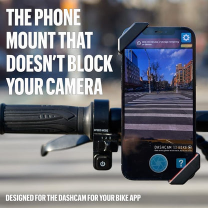 The dashcam.Bike Phone Mount: The Best Bicycle Phone Holder That Reduces Shake Without Blocking Your Camera [Extended-Range for Wide, Tapered, or Road Handlebars]
