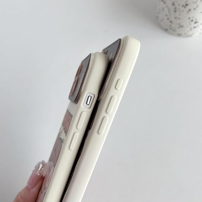 Cute Cartoon Capybara Large Window Camera Lens Protector Phone Case Compatible with iPhone Case (White,for iPhone 14 Plus)