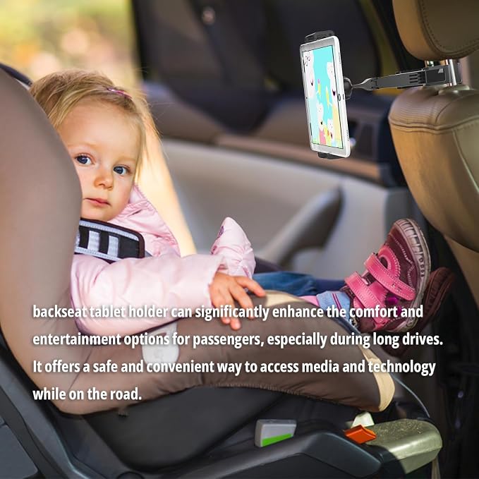 Backseat Headrest Adjustable Tablet Holder for Car Mount Cellphone Stand 360° Swivel Rotating Angle Compatible with ipad/Plus/pro/All 4.7-10.5" Cellphones and Tablet Blue