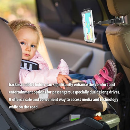 Backseat Headrest Adjustable Tablet Holder for Car Mount Cellphone Stand 360° Swivel Rotating Angle Compatible with ipad/Plus/pro/All 4.7-10.5" Cellphones and Tablet Blue