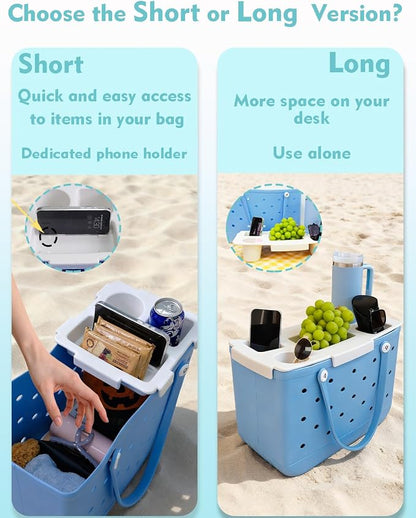 Top Cup Phone Holder Tray Storage Lid for Stanley Compatible with Bogg Bag XL Cover, Cup Organizer Holder Waterproof Silicone Multifunctional Storage Box for Outdoor Beath Camping Travel (Green, XL)