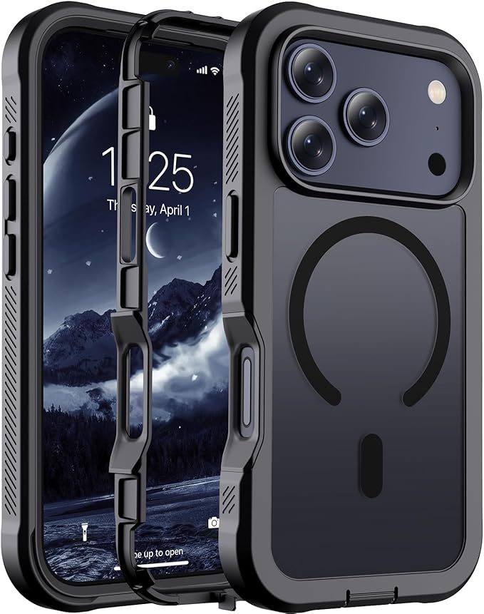 jaroco Magnetic for iPhone 17 Pro Case, [Compatible with MagSafe][Military Grade Drop Protection][Heavy Duty Protection][Non-Slip][Shockproof] 2-Layer Durable Bumper Phone Casee 6.3''-Black