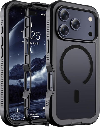 jaroco Magnetic for iPhone 17 Pro Case, [Compatible with MagSafe][Military Grade Drop Protection][Heavy Duty Protection][Non-Slip][Shockproof] 2-Layer Durable Bumper Phone Casee 6.3''-Black