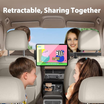 OATSBASF Car Tablet Headrest Holder - Stretchable Mount Backseat Fit iPad Mount Super Stable for Kids & Thick Cases - Road Trip Essentials Fit 4-12.9" Devices