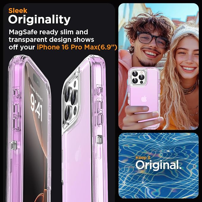 AICase for iPhone 16 Pro Max Case Clear 3 in 1 Heavy Duty Drop Protection Full Body Rugged Shockproof/Dust Proof 3-Layer Military Protective Tough Durable Cover for iPhone 16 Pro Max 6.9"_3