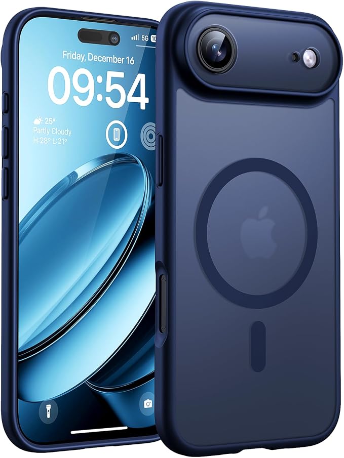 TOCOL for iPhone Air Case, Compatible with Magsafe Charger, Full Camera Protection, Drop Protection, Translucent Matte Phone Case for iPhone 17 Air 6.5 inch (Dark Blue)