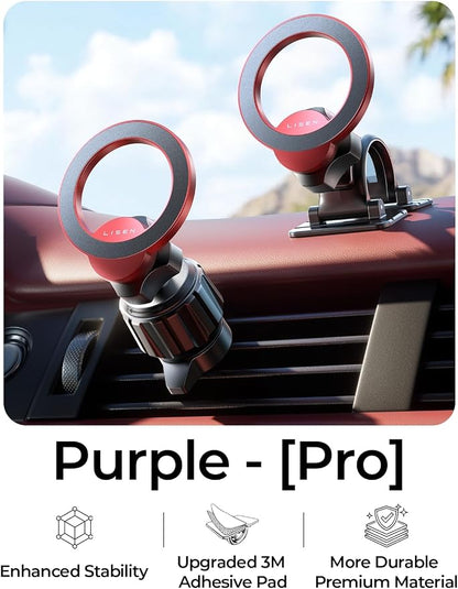 LISEN for MagSafe Car Mount [2026 Strong Magnets] Magnetic Phone Holder for Your Car [Vent&Dash] Magnet Cell Phone Holder Mount Cradle Car Accessories Kits for Men Women Red