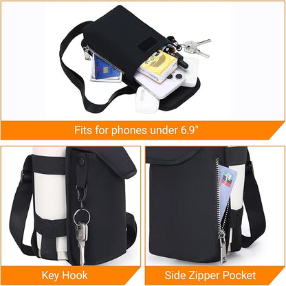 Herald Mini Phone Crossbody Bag with Water Bottle Holder, Water Bottle Carrier Bag with Strap for GYM, Hiking, Cycling