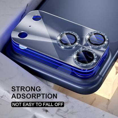 Choiche Compatible for iPhone 17 Pro Max Camera Lens Protector, Bling Camera Cover with 9H Tempered Glass Lens Screen Protector Metal Ring Decoration Accessories 6.9-inch (Light-Blue)