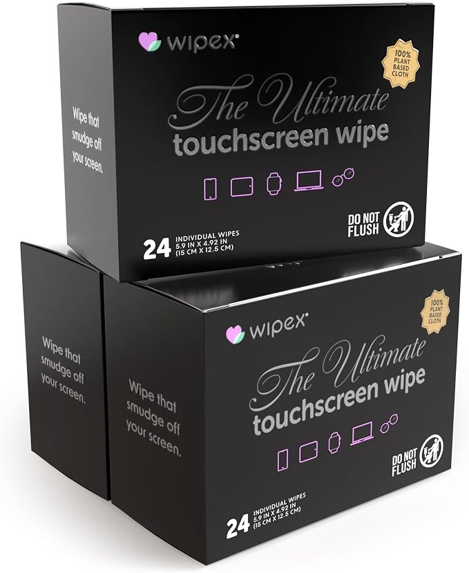 Wipex Touch Screen Wipes for Electronics - Electronic Wipes & Car Screen Cleaner - 24 Individually Wrapped, Large Soft Screen Cleaner Wipes for Laptop, iPhone, Auto Touchscreens, Glasses (3 Pack)