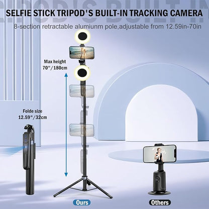 Auto Face Tracking Tripod for iPhone with Light,70inch Phone Tripod Holder with Gesture Control,Travel Selfie Stick for Content Creator Vlog Live Stream Video Recording