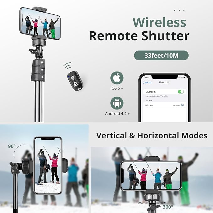 Sensyne 88" Phone Tripod, Selfie Stick Tripod with 14.95" Flexible Gooseneck, Overhead Cell Phone Stand for Video Recording, Photography, Compatible with Phone, Camera