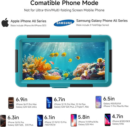 Underwater Phone Case for Snorkeling, [50ft/15M] Professional Deep Diving Waterproof Phone Case for iPhone 17-7 Pro/Pro Max/Plus/Mini, 16/17E, SE 2/3, Galaxy S10-S25 Plus/Ultra, A21-A56 [Blue]