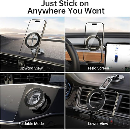 SYNCWIRE Fits MagSafe Car Mount, [All-Metal] Magnetic Phone Holder for Car, [Flexible Three-axis] 360° Rotation Magnetic Car Mount Strong Magnets Car Phone Holder for iPhone 17 16 15 14 Pro Max