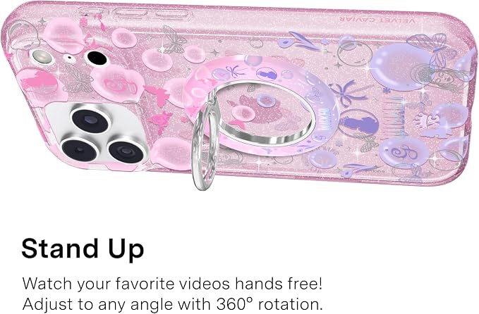 VELVET CAVIAR Compatible with MagSafe Phone Grip 2.0 | Cute Magnetic Ring Holder | Finger Loop Kickstand | Pop On Accessory for iPhone 17, 16, 15, 14, 13, 12 | Glinda's Bubble