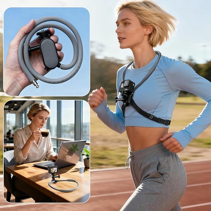 Hamillar Camera Phone Chest Neck Mount Holder for Video Recording iPhone Samsung 4-7 Inch Phones AKASO/Go Pro/Insta360X5/DJI360 (Cameras Mount)