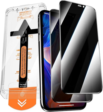 2 Pack for iPhone 11 Pro Max/Xs Max Privacy Tempered Glass Screen Protector 6.5 Inch, 9H Hardness, Auto Dust Removal, Scratch Resistant with Updated Easy Installation Tool