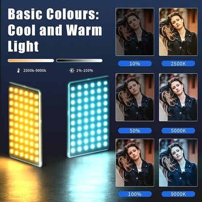 RGB Selfie Light for Phone - 90 LED 360° Full Color, CRI 95+ Dimmable 2500K-8500K, 3000mAh Video Light for iPhone iPad Laptop, Makeup, Vlog, TikTok, Video Conference