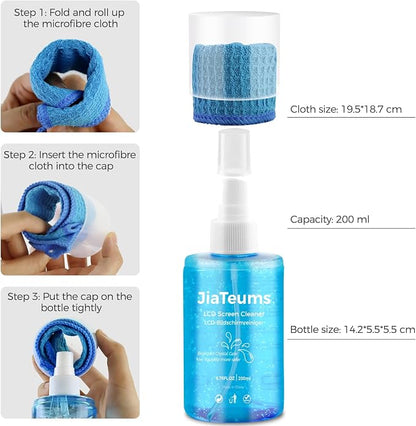 Car Screen Cleaner, Laptop Spray with Microfiber Cloth for LCD LED Electronic Device Monitor Glasses (200ml*2)