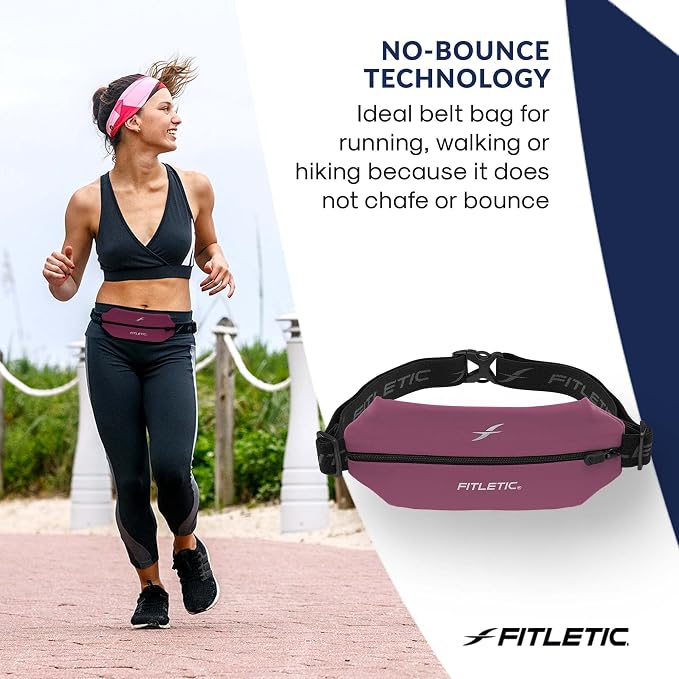 Fitletic Active Lifestyle Fanny Pack & Mini Sports Running Belt For Men & Women – Lightweight, Low Profile- Ultra-Soft Expandable Lycra Pouch - Fits All Phones – Inner Pocket