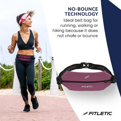 Fitletic Active Lifestyle Fanny Pack & Mini Sports Running Belt For Men & Women – Lightweight, Low Profile- Ultra-Soft Expandable Lycra Pouch - Fits All Phones – Inner Pocket