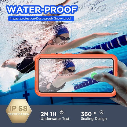 AICase Waterproof Case for Samsung Galaxy S26 with MagSafe Support Clear Water Proof Snowproof/Dustproof/Shockproof,IP68 360 Full Body Protection Fully Sealed Underwater Cover for Galaxy S26_Orange