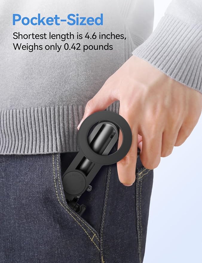 Takerers for Magsafe Tripod for iPhone【Pocket Size】 4-in-1 Portable Magnetic Selfie Stick for iPhone Stand for Video Recording Travel Magnetic Phone Tripod with Remote 【Upgraded 4 Legs】