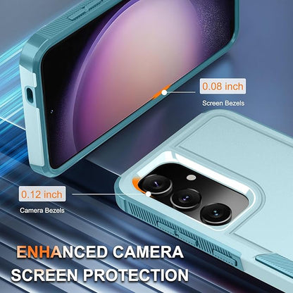 RMOCR Case for Samsung Galaxy S25, Full Body Heavy Duty Rugged Shockproof Protective Phone Cover with Lanyard Strap, Tempered Glass Screen Protector and Camera Lens Cover, Mint Green