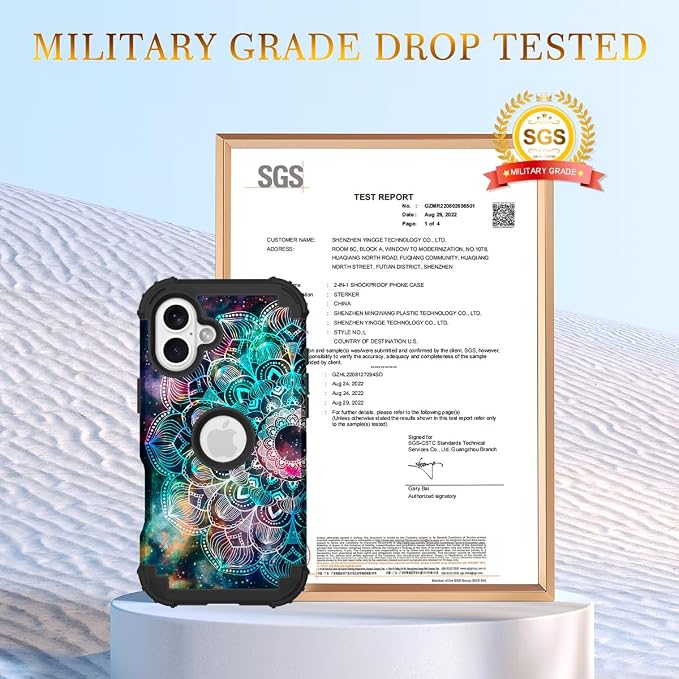 Hocase for iPhone 16 Plus Case 6.7", Heavy Duty Shockproof Protection Soft Silicone Rubber+Hard Plastic Bumpers Hybrid Protective Case for iPhone 16 Plus 2024 - Mandala in Galaxy