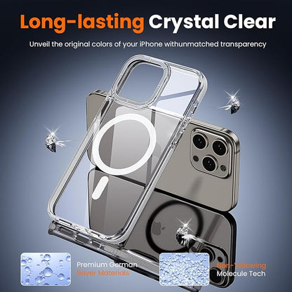 3 in 1 for iPhone 15 Pro Max Case Clear with MagSafe, Yellowing-Resistant Acrylic Back, Shockproof Guard Corners,Protection for iPhone 15 Pro Max Phone Case 6.7 inch Clear Bumper