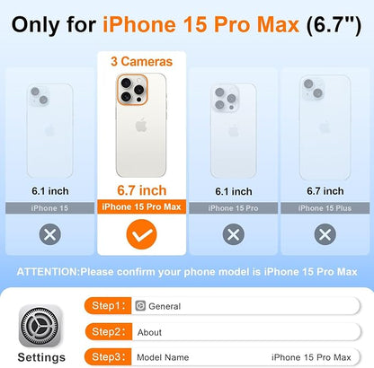 WIFORT for iPhone 15 Pro Max Waterproof Case, [IP68 Underwater Dustproof][Built-in Screen][15FT Military Shockproof], 360 Full Body Sealed Protection Cover Magnetic Frosted Phone Case, 6.7" Black