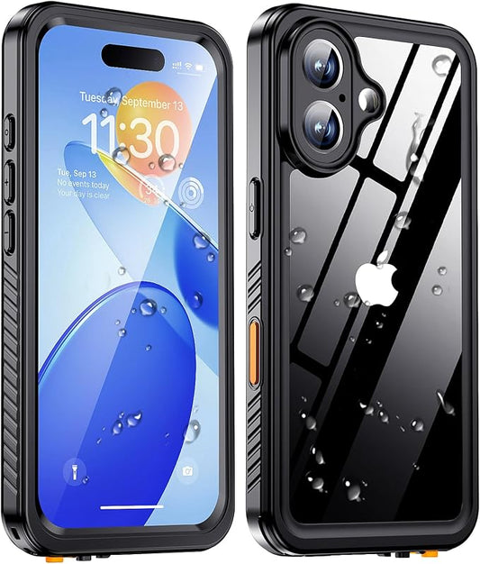 xiwxi for iPhone 16 Case Waterproof,[IP68 Underwater][Built-in Screen Protector & Camera Protector][15FT Military Dropproof][Dustproof] Full Body Shockproof Protective Phone Case 6.1" Black