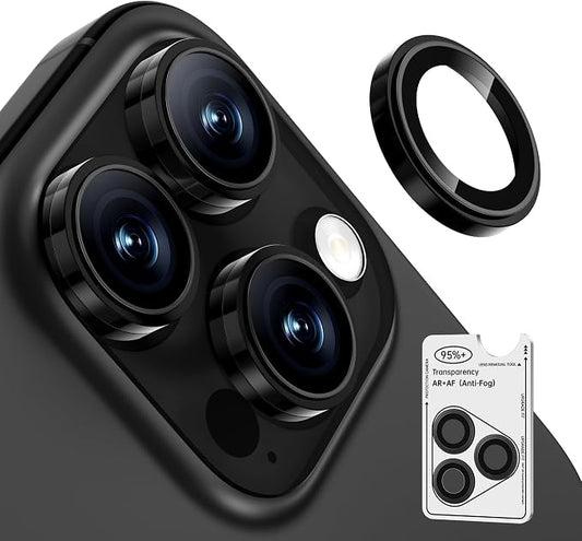 2 Pack Camera Lens Protector for iPhone 17 Pro Max/17 Pro/16 Pro Max/16 Pro/15 Pro Max/15 Pro/14 Pro Max/14 Pro [1:1 Invisible Fit] Military Grade Glass & Metal Camera Cover, Black