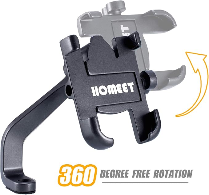 Motorcycle Phone Mount for Rearview Mirror, Metal Motorbike Phone Holder Smartphone Holder Mount 360° Rotation Adjustable, Universal for 6mm-10mm Diameter Scooter Motorcycle Mirror