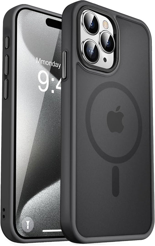 MOCCA Strong Magnetic for iPhone 15 Pro Max Case, [Compatible with Magsafe][13FT Military Drop Protection] Slim Translucent Matte Shockproof Case for iPhone 15 ProMax Case 6.7'',Titanium Black