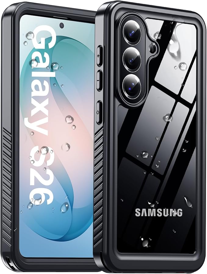 MOZOTER Designed for Samsung Galaxy S26 Case Waterproof, Military Shockproof Full Body Cover with Built-in Screen & Lens Protector, IP68 Underwater Protection for S26 6.3" Black