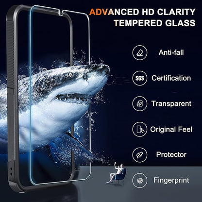 for Samsung Galaxy S26 Case with Screen Protector+Camera Lens Cover,Military Grade Heavy Duty Shockproof Phone Cover with Wrist Lanyard Strap for Samsung S26,Black Matte