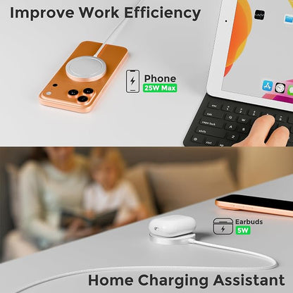 Qi2.2 25W Magnetic Wireless Charger: Fast Qi2 Charging Pad for iPhone 17 16 15 14 13 12 Pro Max, Samsung Galaxy S26 S25, Google Pixel 10, AirPods-Slim Portable for Desk Bedside Travel-White 2 Pack