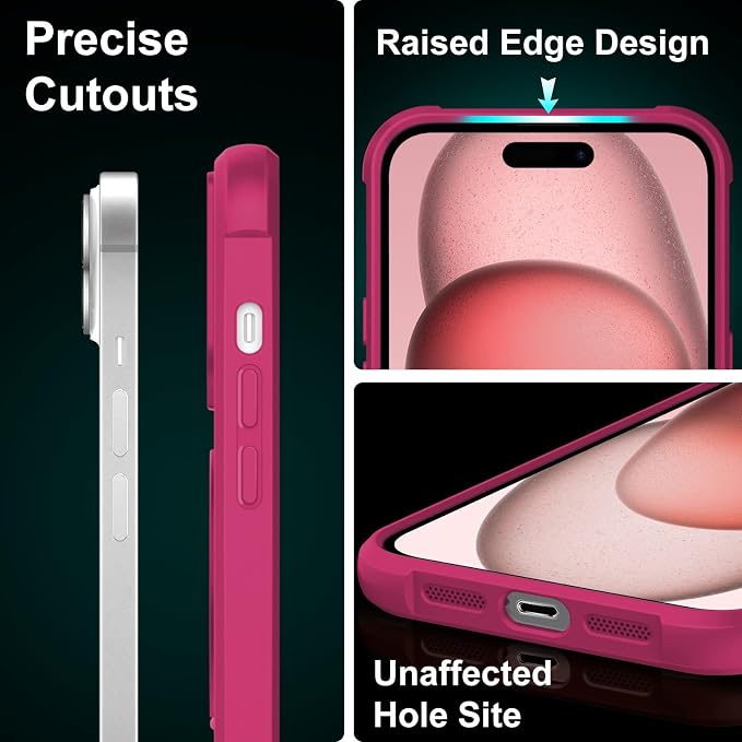 360° Magnetic Swivel Ring for iPhone 15 Plus case, Built-in Metal Stand and Ring Holder, Magsafe Compatible, Military Grade Protection, Shockproof - Rose Pink