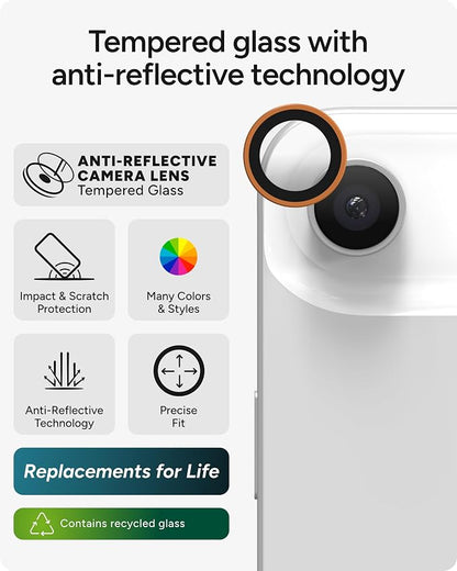 ZAGG iPhone Camera Lens Protector for iPhone Air - Orange, Camera Ring, Maximum Impact & Scratch Protection, Anti-Reflective Technology, Smudge-Resistant, Precise Fit, Glass Elite