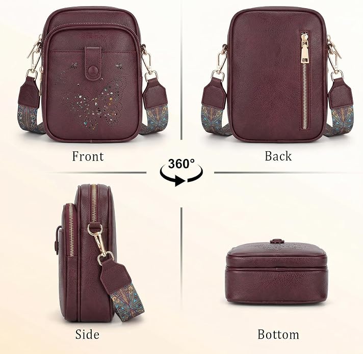 KITEVIUN Crossbody Bags for Women Leather Crossbody Purse Small Shoulder Phone Purse with Adjustable Strap & RFID Card Slots