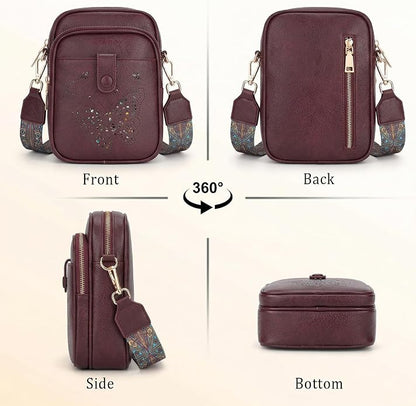KITEVIUN Crossbody Bags for Women Leather Crossbody Purse Small Shoulder Phone Purse with Adjustable Strap & RFID Card Slots