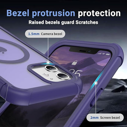 jaroco Magnetic for iPhone 12/12 Pro Case, [Compatible with MagSafe][Military Grade Drop Protection][Heavy Duty Protection][Non-Slip][Shockproof] 2-Layer Durable Bumper Phone Case 6.1''-Dark Purple