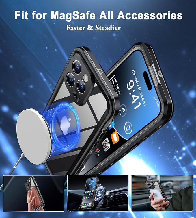 for iPhone 15 Pro Case Waterproof | Shockproof Dust Proof Phone Case Cover with Screen Protector for iPhone 15 Pro - Clear
