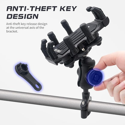 Motorcycle Phone Mount, 2025 Upgrade [Anti-Theft][Ultra-Stable] Bike Holder for Bicycle, Smartphone Handlebar Clamp Compatible with iPhone, Samsung, Other Cell Phone