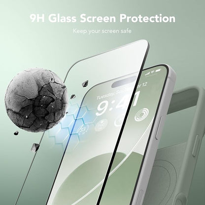 GONEZ Magnetic for iPhone 17 Pro Case, Compatible with MagSafe, [Screen Protector + Camera Lens Protector], Liquid Silicone Anti-Scratch Shockproof Protective Phone Case 6.3 inch, Light Green