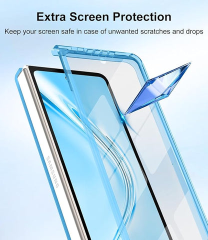 Btscase for Samsung Galaxy Z Fold 5 Case,Built in Front Screen Protector,Gold Glitter Marble Pattern Hard PC Slim Shockproof Full Body Drop Protective Case for Galaxy Z Fold 5 5G, Bright Blue