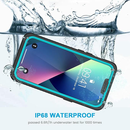 Lanhiem for iPhone 13 Case, IP68 Waterproof Dustproof Shockproof Cases with Built-in Screen Protector, Full Body Sealed Protective Front and Back Cover for iPhone 13, 6.1 inch (Blue)