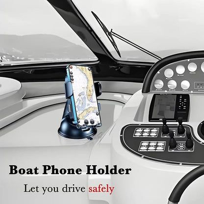 Boat Phone Mount, Suction Cup Boat Cell Phone Holder Marine Heavy Duty Dash Universal Desk Waterproof Boat Phone Holder for Boating Kayak Sailing Marine Marina for iOS Android Smartphone (2PCS)